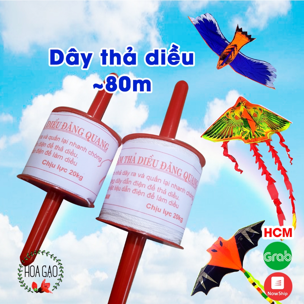 DÂY THẢ DIỀU DÂY DIỀU 80M HOA GẠO GDO8 DÂY DÙ THẢ DIỀU CUỘN DÂY DIỀU TRÒ CHƠI CHO BÉ DIỀU TO DIỀU GIÁ RẺ